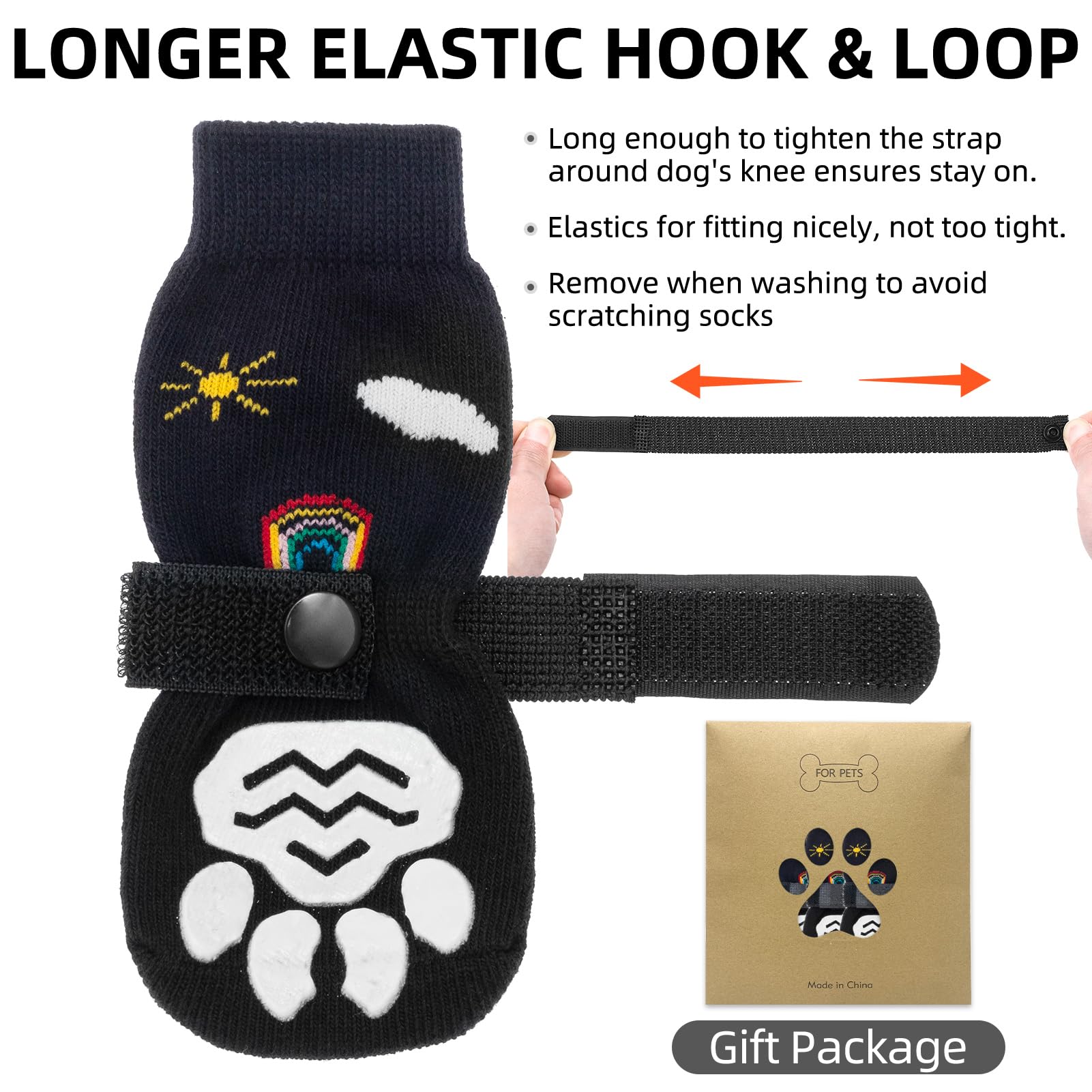 Pupteck 2 Pairs Anti-Slip Dog Grip Socks For Hot/Cold Pavement, Traction Shoes For Senior Dogs Hardwood Floors Control, Boots Wi